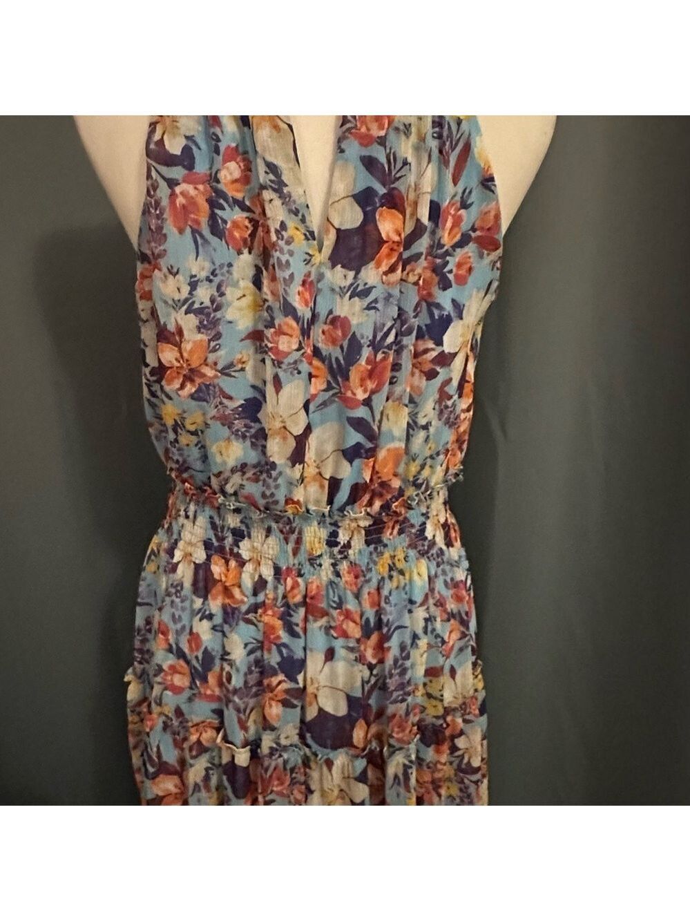 NWT Taylor Chiffon Maxi Dress in Aquamarine Mauve Size 10 - Picture 5 of 7